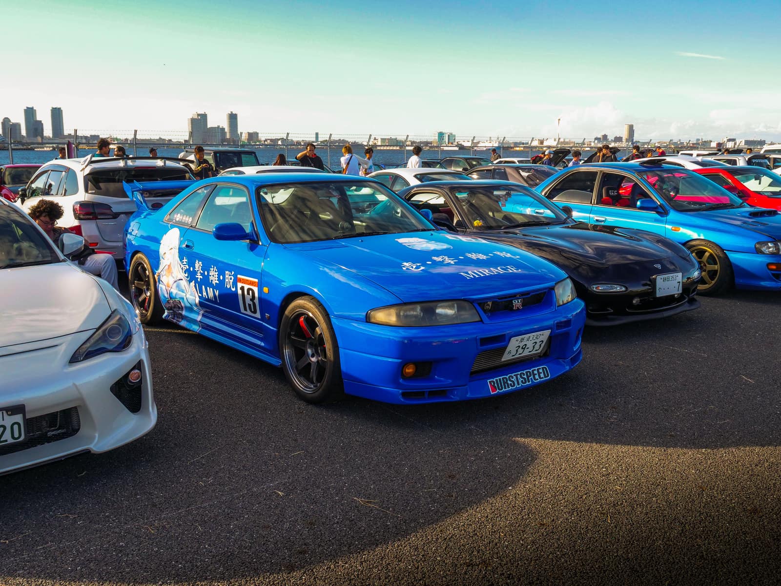 Imported JDM car being unloaded at a US port